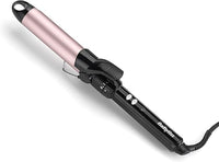 BaByliss Tenacilla 32 mm - Rizador de pelo, Barril Pro Satin Touch, 10 ajustes de temperatura, Calentamiento rápido, Rizos sin encrespamiento, Ondas duraderas, Soporte integrado – Negro y rosa, C332E