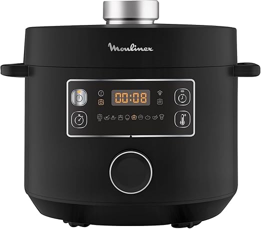 Moulinex Epic Turbo Cuisine CE7548 - Olla a presión eléctrica 1090 W, 10 programas automáticos, cestillo de cocción al vapor, Negro
