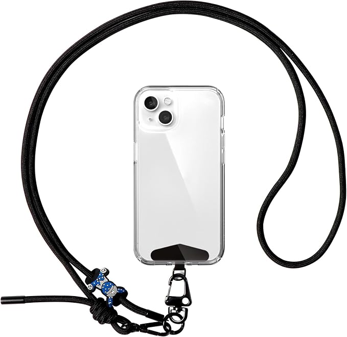 Brencco Handykette Universal zum Umhängen, Handykette aus Nylon mit Abstandshaltern aus Edelstahl Handy Kette Patch, Kompatibel mit allen Mobiltelefonmodellen