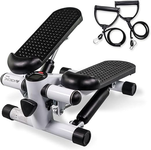 Mobiclinic® Fitness, Stepper, 2 en 1, Step Plus, Cuerdas de Resistencia, Multifunción, Brazos y piernas, Pantalla LCD, Carga 100 kg, Compacto, Gym casa, Altura Ajustable