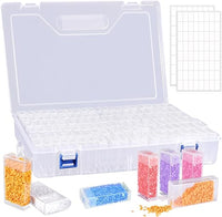CIRULLI Caja de almacenamiento de pintura de diamantes, 120 latas de plástico, caja de bordado de diamantes, cuentas de plástico, contenedor de almacenamiento, accesorios