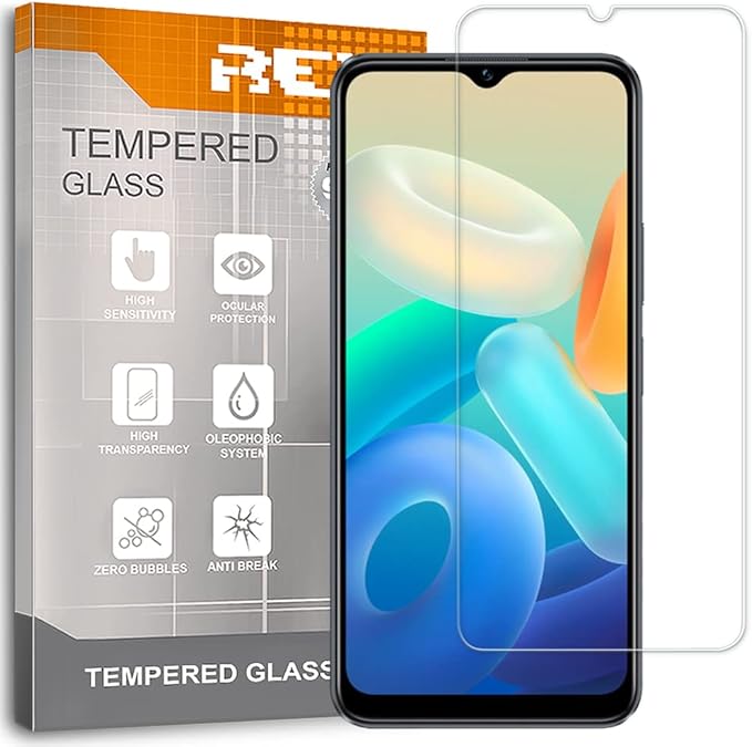 REY Protector de Pantalla para Vivo Y35 5G - Vivo Y16, Cristal Vidrio Templado Premium