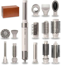 Cecotec Cepillo de Aire Caliente Secador Moldeador Alisador 14 Cabezales Tecnología Coanda CeramicCare 14in1 AirGlam Champagne. 1400W, Motor Digital, Elimina el Frizz, 3 Temperaturas