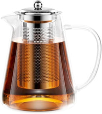 Gvolatee Tetera de cristal, 1300 ml, tetera con colador, cristal de borosilicato, servicio de té, tetera de cristal, infusor para hojas sueltas
