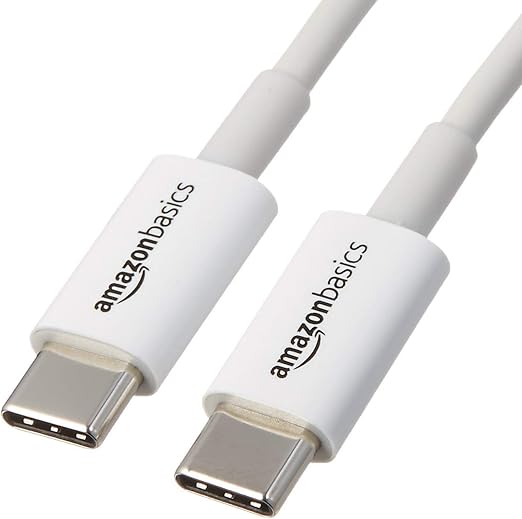 Amazon Basics Cable de carga rápida USB-C a USB-C, velocidad de 480 Mbps, certificado USB-IF, para carga rápida de Apple iPhone 16/15, iPad, MacBook, Samsung Galaxy, tabletas, portátiles, 1.8 m blanco