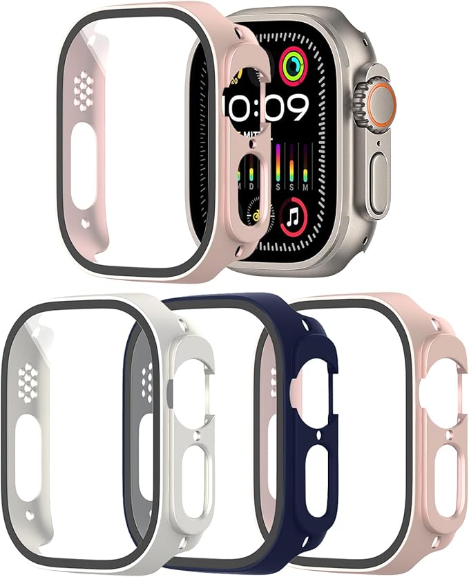 BIRDTOBR 3 Piezas Funda Compatibilidad con Apple Watch Ultra 2 49mm/ Ultra 49mm con Protector de Pantalla, Protectora Completo Carcasa Ultra Fina Compatibilidad con Apple Watch Ultra 2/ Ultra
