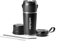 Thumbnail for nutribullet Flip NBP016B, Licuadora Portátil con Vaso Termo de 590ml, Conserva el Frío 24h, Tritura Hielo, Incluye Tapa y Pajita, Carga USB-C, Acero Inoxidable, Negro