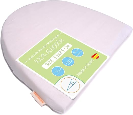 PEKITAS - Cojín Antireflujo Almohada Abdominal Inclinada Cuña 33 x 25 cm Embarazo, Color Blanco
