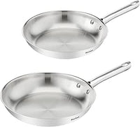 Tefal Duetto On - Juego de Sartenes de 24/28 cm, Acero inoxidable, Cocción rápida y uniforme, Apto inducción, Mango ergonómico, 10 años de garantía, Resultados crujientes