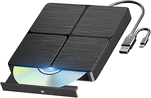 Yaeonku Unidad Externa de Blu Ray CD DVD USB 3.0 Tipo C 3D Grabadora Para MacBook, Ordenador Portátil, Compatible Con Mac OS, Windows