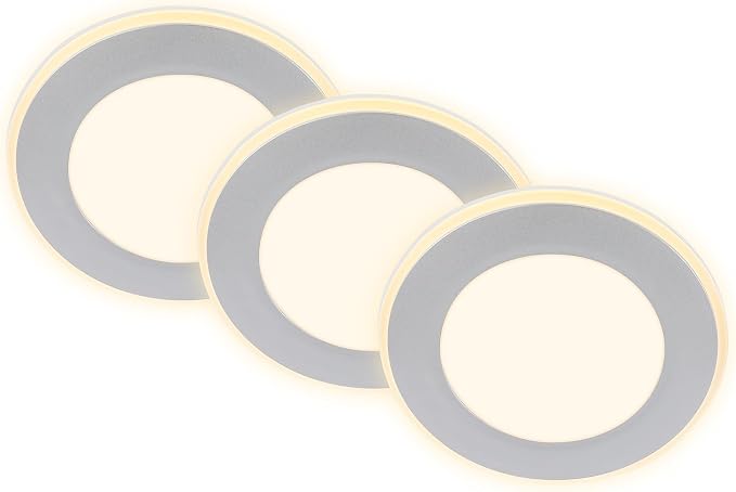 BRILONER - Juego de 3 focos LED empotrables 230V con función de luz nocturna, superficies y anillos conmutables por separado, salón, 93x30mm, cromo mate