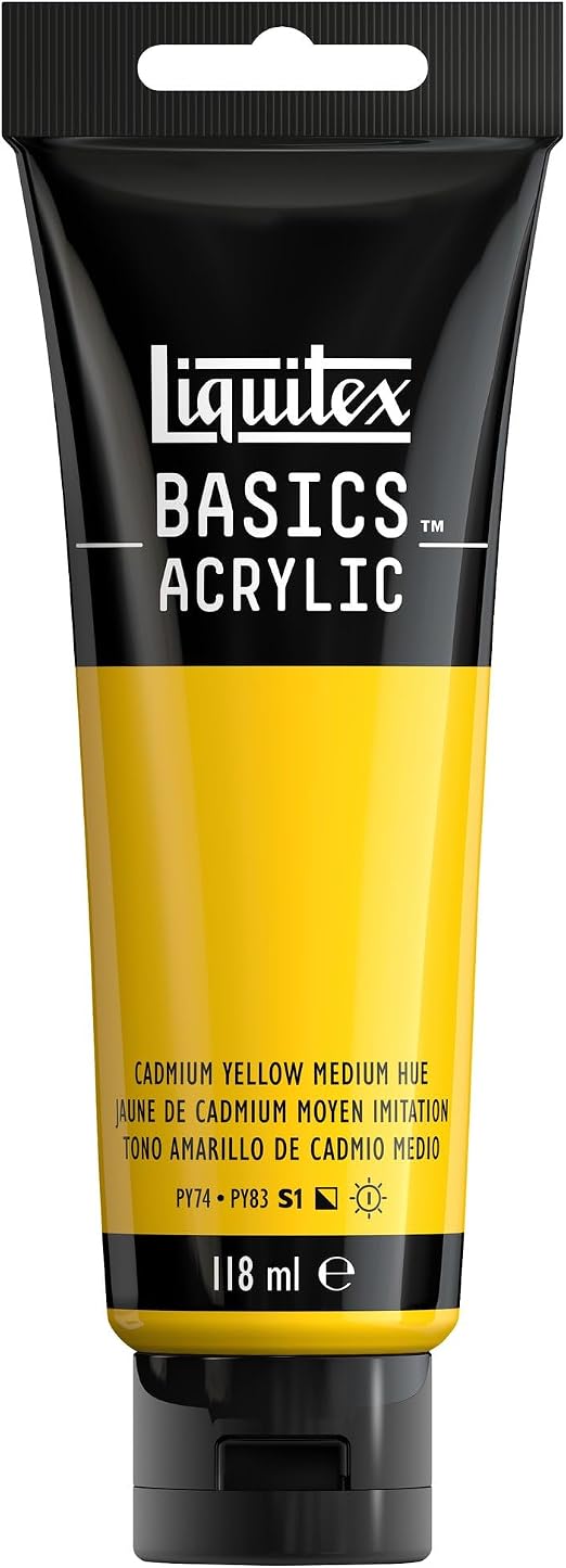 Liquitex Basic Acrylic - Tubo de Pintura Acrílica, 118 ML, Amarillo (Amarillo De Cadmio Medio Nuevo)