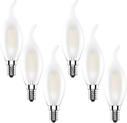 ITALASA E14 LED Blanco Cálido, 4W Lámpara En Forma De Vela, Bombilla LED Filamento Mate, 2700K, 440 Lúmenes, 6 Unidades