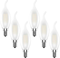 ITALASA E14 LED Blanco Cálido, 4W Lámpara En Forma De Vela, Bombilla LED Filamento Mate, 2700K, 440 Lúmenes, 6 Unidades