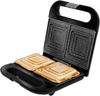 Cecotec Sandwichera Rock'nToast Sandwich Squared. 750 W, Capacidad 2 Sándwiches, Acabado en Acero Inoxidable, Placas Cuadradas con Revestimiento RockStone, Indicador Luminoso