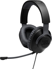 JBL Quantum 100 Auriculares para gamers con sonido QuantumSOUND, micrófono Boom diseño ligero, cómodo y llamativo, compatible con múltiples plataformas, en negro