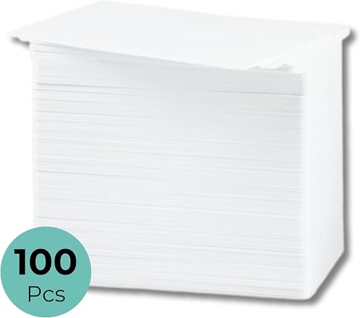 Double Dragon, 100 Carte d'identità aziendale in PVC bianco premium, CR80, 30 Mil (760 micron) - Adatto per Stampanti di carte d'identità Zebra Magicard Evolis Fargo Datacard NiSCA (86 x 54mm)