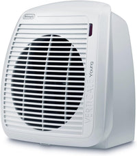 De'Longhi HVY1020 Termoventilatore verticale Young, Silenzioso e leggero, Protezione antigoccia, Maniglia, Dispositivo di sicurezza, Luce, Protezione antigelo, Piccole dimensioni, 2000watt, Bianco