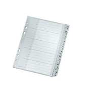 Leitz Register für A5, Deckblatt aus Karton und 20 Trennblätter aus Kunststoff, Taben mit alphabetischem Aufdruck A-Z, Überbreite, Grau, 12650000