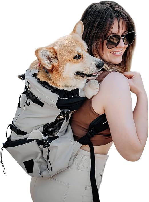 Galatée Mochila para Transporte De Perros, Mochila para Perros Ajustable Portátil, Mochila para Transporte De Mascotas Ventilada, Mochila para Mascotas para Caminar Escalada Al Aire Libre(L, Gris)