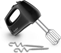 Moulinex Quickmix HM3108 - Batidora de mano de varillas 300W, 5 velocidades, dos accesorios para amasar o batir de acero inoxidable, pan, pizza casera, masas pastel, claras punto de nieve, color negro