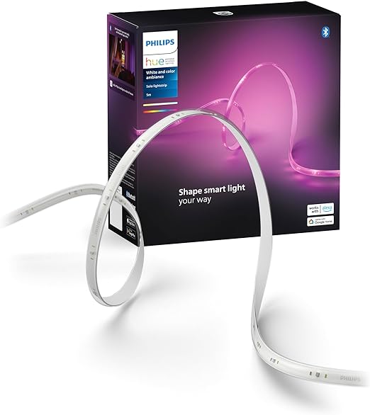 Philips Hue Solo 5M - Tira LED Inteligente, Pack 1un de 5m, ideal para Interior, control con Hue App, Funciona con Alexa, Google Assistant y Apple HomeKit