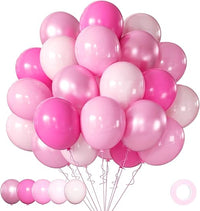 Globos rosados metálicos y rosados para bodas, juego de 60 globos de helio de 30 cm, globos de color rosa cromado y rosa, globos de látex rosa para cumpleaños, bodas, baby shower, decoración de
