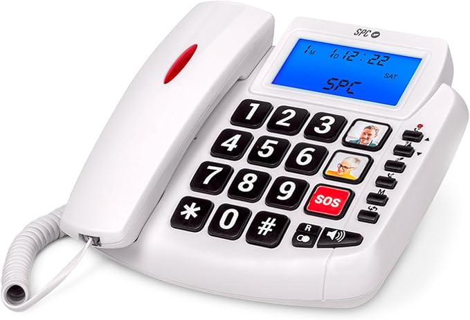 SPC Comfort Volume 2 - TelÃ©fono Fijo | Teclas Grandes para Mayores | Amplificador de Volumen | 3 Memorias Directas | Identificador de Llamadas, Azul