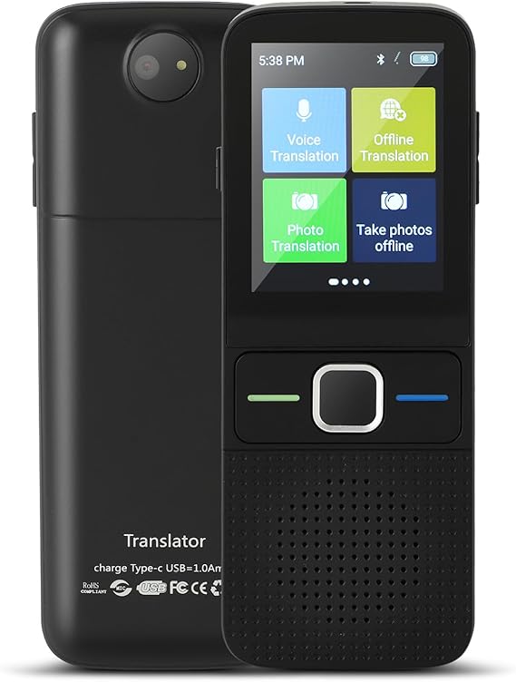 Dispositivo traductor de idiomas, compatible con traducción de 138 idiomas en línea, dispositivo de traducción instantánea de fotos AI sin conexión, dispositivo de traducción de voz en tiempo real