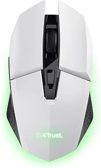 GXTrust 1108W Vylax Ratón Inalámbrico Gaming Recargable, Batería de 80h, 800-4800 dpi, Iluminación LED Multicolor, Receptor USB Almacenable, 6 Botones, Ratón Gaming para Portátil PC, Blanco