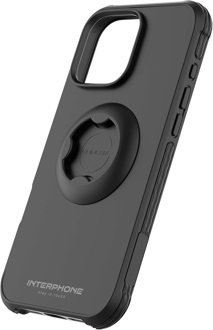 INTERPHONE – Funda para Apple iPhone 16 Pro Max Tetraforce para fijaciones de moto, coche o bicicleta, gama Quiklox – Carcasa soporte para móvil moto – Sistema modular Quiklox