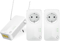STRONG - Kit Powerline - Triple Toma PLC - PLC 600 Mbps + PLC WiFi 300 Mbps - Compatible Box/Router - 1 Puerto Ethernet + Enchufe Filtrado - Instalación Plug & Play - Alta Velocidad - Blanco