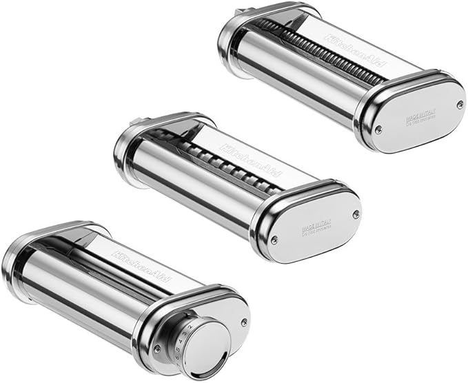 KitchenAid 3 Piece Roller Attachment Set Liso Y Rodillos CORTANTES para Pasta DE 3 Piezas 5KSMPRA, 300 W, 0 Decibelios, Acero Inoxidable, Aciero