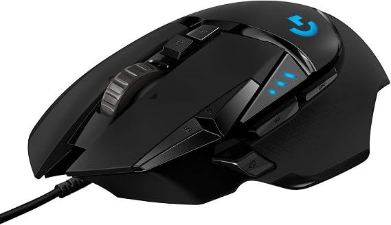 Logitech G G502 Hero Ratón Gaming con Cable Alto Rendimiento, Captor Hero 25K, 25,600 dpi, RGB, Peso Personalizable, 11 Botones Programables, Memoria Integrada, PC/Mac - Negro
