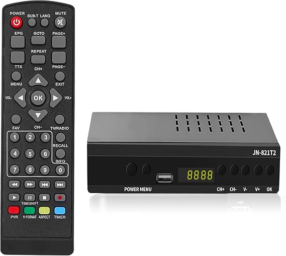 Decodificador TDT HD - DVB-T T2 H.265 HEVC Full HD PVR, USB, HDMI, SCART,Sintonizador de televisión Digital Terrestre, decodificador terrestre, Receptor Digital de Alta definición Full HD 1080p