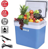 Bakaji Nevera eléctrica de 24 litros, 12/220 V, para casa, coche, caravana, barco, refrigerador, portátil, función de calor y frío. Dimensiones: 41 x 30 x 45 cm