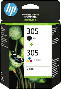 HP 305 Negro y Tricolor, Pack de 2 Cartuchos de Tinta Originales