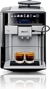 Siemens Cafetera totalmente automática EQ.6 plus s700 TE657503DE, para muchas especialidades de café, boquilla para espumar leche, molinillo de cerámica, función de doble taza, antical, limpieza a vapor automática, 1500 W, acero inoxidable