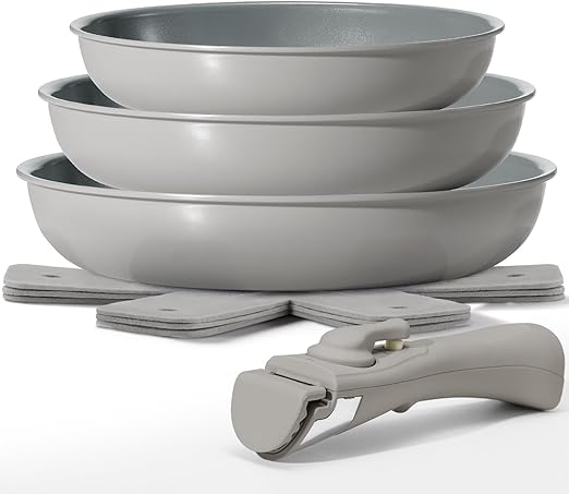 Juego de 3 Sartenes de 20/24/28 cm, mango extraíble, Sartenes Induccion, antiadherentes Sin PFOA, apto lavavajillas y horno