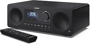 SHARP XL-B720D(BK) Tokyo All in One Soundsystem con Radio Dab, Dab+, FM, Bluetooth, CD-MP3, reproducción USB, Conexión de Auriculares, y 60W, Color Negro