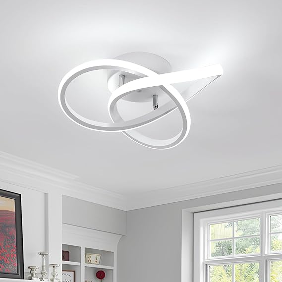 Comely Lámpara de Techo LED Moderna, 30W 3300LM Plafon LED Techo de Hoja de Trébol, Blanco Frío 6500K Luz de Techo de Acrílico Blanco para Dormitorio Cocina Sala de Estar Pasillo