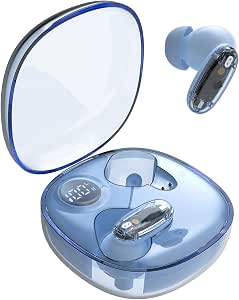 Mars Gaming MHIB2, Auriculares Bluetooth 5.4, Sonido Inmersivo, Diseño Ergonómico Semitransparente y Ultracompacto, 24 Horas Reproducción, Auriculares Inalámbricos con Estuche e Indicador LED, Azul