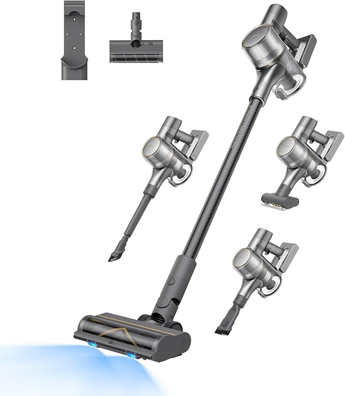 DREAME R20 Aspirador inalámbrico, Succión Potente 190 AW, Funcionamiento 90 min, Detección de Suciedad, Pantalla LED, Luces LED Azules, Diseño antienredos, para hogar, Pelo Mascotas, Alfombras