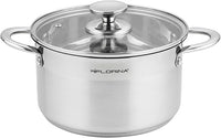 FLORINA Olla Acero Inoxidable (6 l) I 24 cm de Diámetro I Olla Ahorradora de Energía FALCON I Olla con Tapa de Vidrio y Escala Medidora I Todos los Tipos de Cocinas I Apta para Lavavajillas