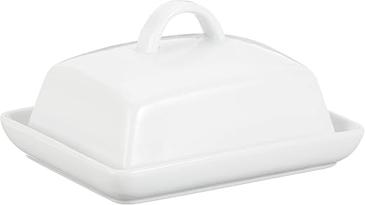 axentia Mantequera Porcelana con Tapa, Recipiente para conservar Mantequilla, Queso, Mermelada, Manteca de Coco, Cacao, Cacahuete, Butter Recipiente, Plato de Mantequilla, Envase de alimento