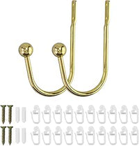 2 unidades de cortinas con forma de U doradas con 20 deslizadores de cortina, alzapaños de metal para colgar en la pared, en forma de U, soportes para cortinas en forma de U, para salón o dormitorio