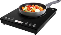 Cecotec Placa de Inducción Portátil 1 Fuego Full Magma Slim. 2000W de Potencia en 8 Niveles, Diseño en Cristal de Alta Resistencia, Display Táctil, Temporizador, Fácil Limpieza