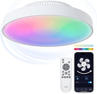 KSIX Mistral Ventilador de techo sin aspas con luz LED regulable RGBIC+CCT, 4.000 lm, Ø43,6 cm, 6 velocidades, Temporizador, App Tuya Smart