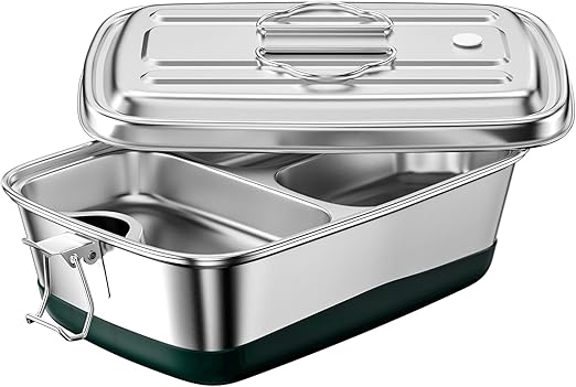 Uootach Fiambrera de Acero Inoxidable, 2000ML Lunch box portátil duradera y ecológica, Fiambrera a prueba de fugas con compartimentos, Adecuado para niños y adultos, escuela, oficina
