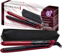 Remington Plancha Pelo 150-235 °C, revestimiento cerámica doble con proteínas de seda para un cabello suave y brillante Silk apagado automático, función de memoria, hasta 240 °C plancha S960